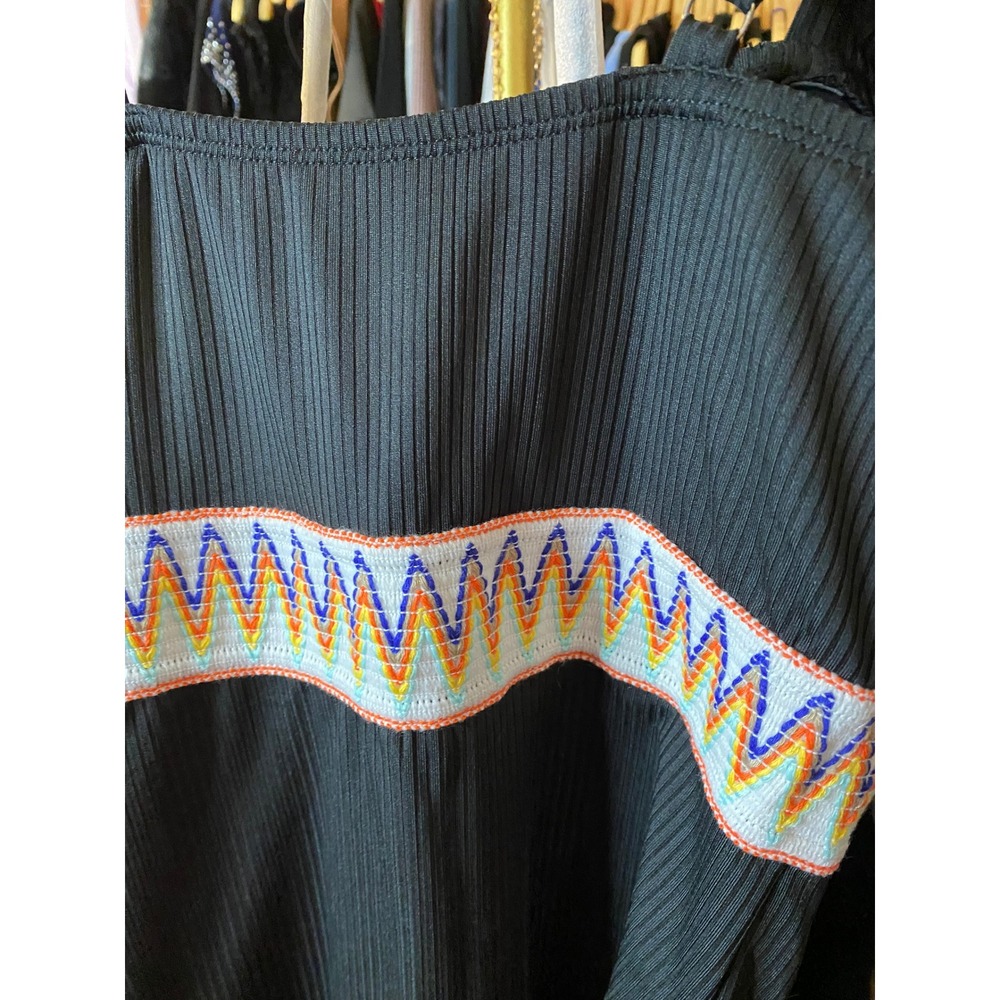Black NWOT One Piece Swimsuit Ruffle Strap Zig Zag Waist Ribbed Size L - Picture 7 of 7